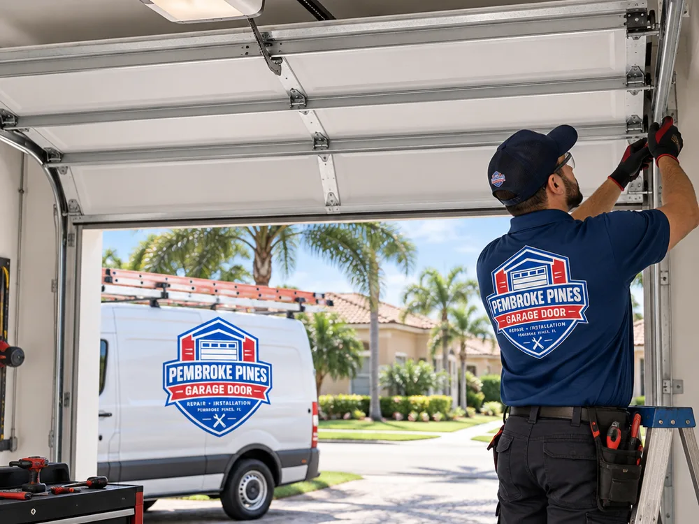 Installed horizontal garage door tracks and aligned opener rail
